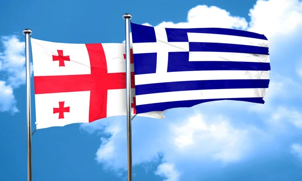 Georgia flag with Greece flag, 3D rendering — Stock Photo, Image