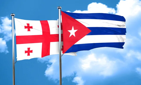 Прапор Грузії з прапор Куби, 3d-рендерінг — стокове фото