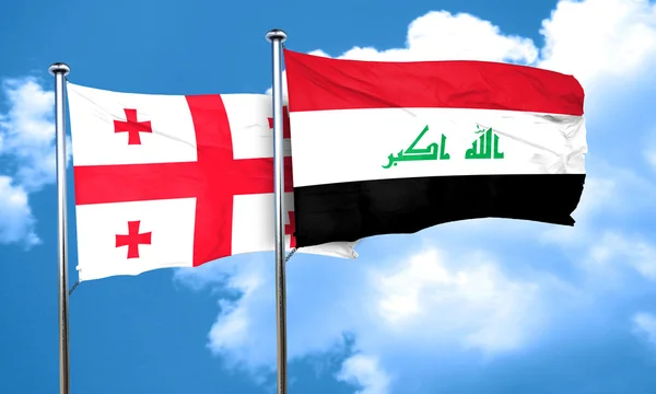 Georgia zászló Irak zászló, 3d-leképezés — Stock Fotó