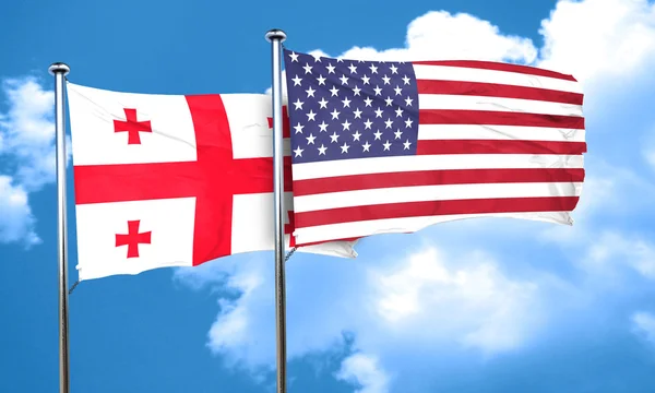 Σημαία της γεωργίας με αμερικανική σημαία, 3d rendering — Φωτογραφία Αρχείου