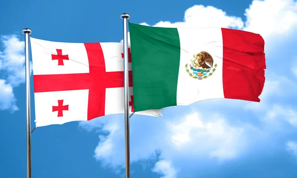 Bandera de Georgia con bandera de México, Renderizado 3D — Foto de Stock
