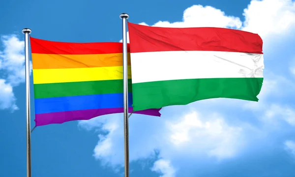 Macaristan ile eşcinsel gurur bayrak bayrak, 3d render — Stok fotoğraf