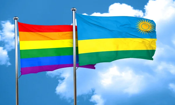 Ruanda ile eşcinsel gurur bayrak bayrak, 3d render — Stok fotoğraf