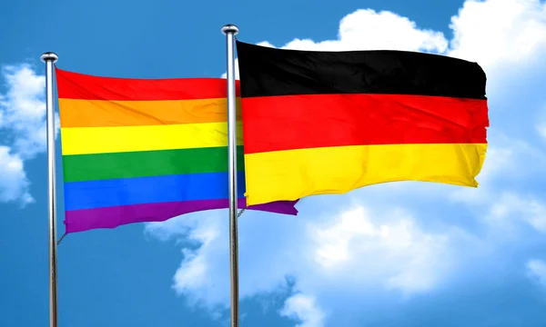 Almanya ile eşcinsel gurur bayrak bayrak, 3d render — Stok fotoğraf