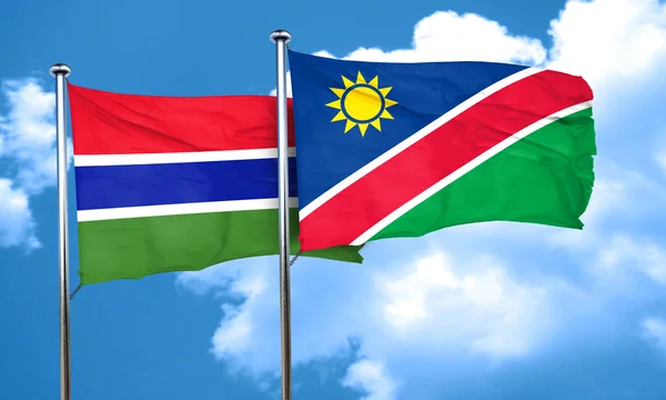 Gambia vlag met de vlag van Namibië, 3D-rendering — Stockfoto