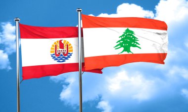 Lübnan bayrağı, 3d render ile Fransız Polinezyası bayrak