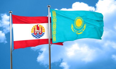 Kazakistan bayrağı, 3d render ile Fransız Polinezyası bayrak