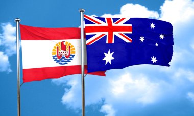 Avustralya bayrağı, 3d render ile Fransız Polinezyası bayrak