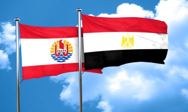 Mısır ile Fransız Polinezyası bayrak bayrak, 3d render