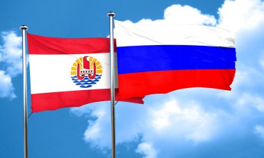 Rusya ile Fransız Polinezyası bayrak bayrak, 3d render