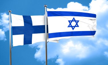 İsrail bayrağı, 3d render ile Finlandiya bayrağı