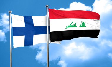 Irak bayrağı, 3d render ile Finlandiya bayrağı