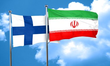 Finlandiya bayrağı Iran bayrağı, 3d render ile