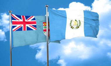 Fiji bayrak Guatemala bayrağı, 3d render ile