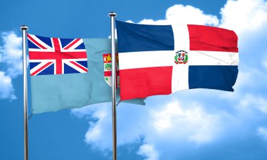 Fiji bayrak Dominik Cumhuriyeti bayrağı, 3d render ile