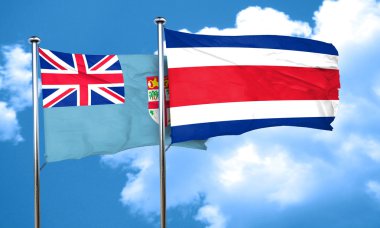 Fiji bayrak Kosta Rika bayrak, 3d render ile