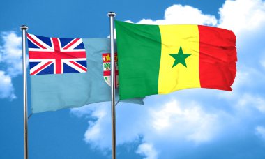 Fiji bayrağı Senegal bayrak, 3d render ile