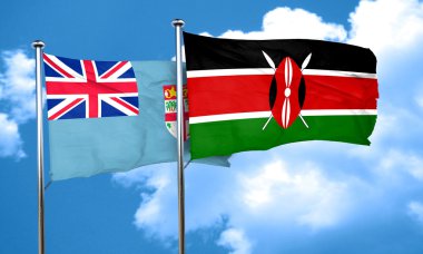 Fiji bayrak Kenya bayrak, 3d render ile