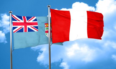 Fiji bayrak Peru bayrağı, 3d render ile