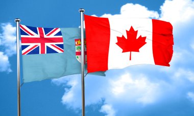 Fiji bayrak Kanada bayrağı, 3d render ile