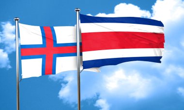 Faroe Adaları bayrağı Kosta Rika bayrak, 3d render ile