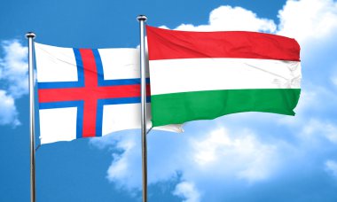 Faroe Adaları bayrağı ile Macaristan bayrağı, 3d render