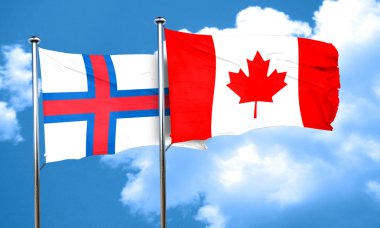 Faroe Adaları bayrağı Kanada bayrağı, 3d render ile