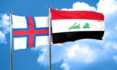 Faroe Adaları bayrağı Irak bayrağı, 3d render ile