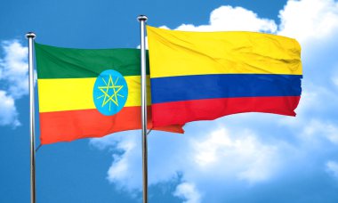 Etiyopya bayrağı Kolombiya bayrak, 3d render ile