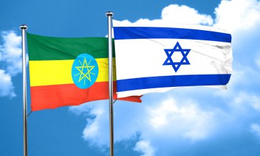 Etiyopya bayrağı İsrail bayrağı, 3d render ile