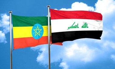 Etiyopya bayrağı Irak bayrağı, 3d render ile