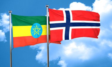 Etiyopya bayrağı Norveç bayrağı, 3d render ile