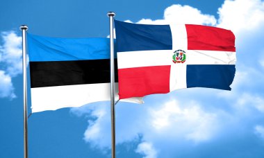 Estonya bayrağı Dominik Cumhuriyeti bayrağı, 3d render ile