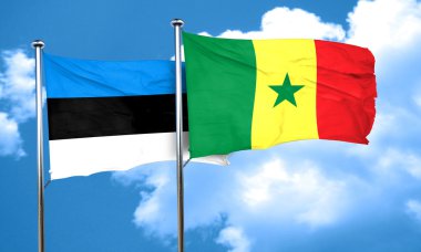 Estonya bayrağı Senegal bayrak, 3d render ile