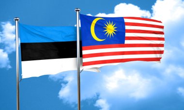 Estonya bayrağı Malezya bayrağı, 3d render ile