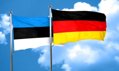 Estonya bayrağı Almanya bayrağı, 3d render ile