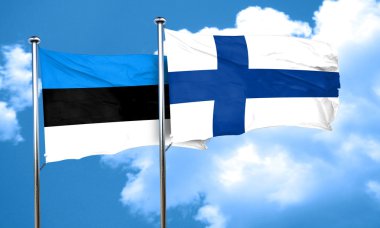 Estonya bayrağı Finlandiya bayrağı, 3d render ile