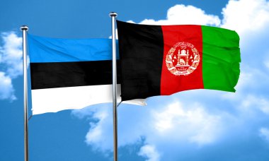 Estonya bayrağı Afganistan bayrağı, 3d render ile