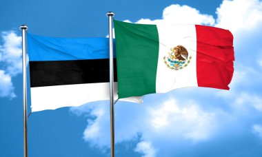 Meksika bayrağı, 3d render ile Estonya bayrağı