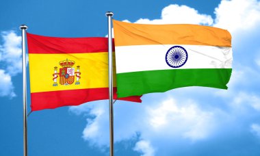 Hindistan bayrağı, 3d render ile İspanyol bayrağı