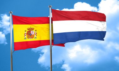Hollanda bayrağı, 3d render ile İspanyol bayrağı
