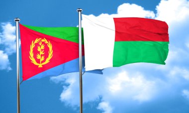 Madagaskar bayrağı, 3d render ile Eritre bayrak