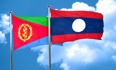 Laos bayrağı, 3d render ile Eritre bayrak