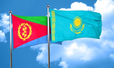 Kazakistan bayrağı, 3d render ile Eritre bayrak