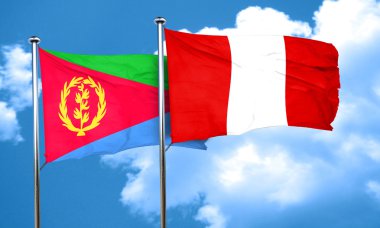 Eritre bayrak Peru bayrağı, 3d render ile