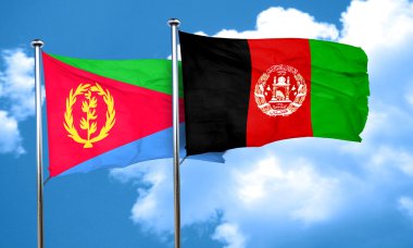 Eritre bayrak Afganistan bayrağı, 3d render ile