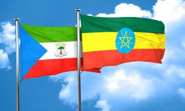 Ekvator Ginesi bayrak Etiyopya bayrağı, 3d render ile