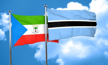 Ekvator Ginesi bayrak Botsvana bayrağı, 3d render ile