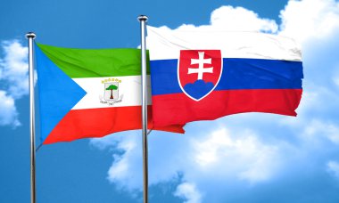 Ekvator Ginesi bayrağı ile Slovakya bayrağı, 3d render