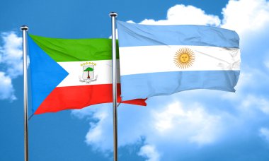 Arjantin bayrağı, 3d render ile Ekvator Ginesi bayrak